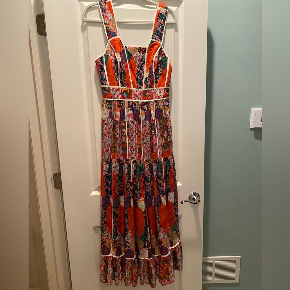 Anthropologie Floral Patchwork Maxi Dress in Red, Purple, Green - Picture 5 of 13